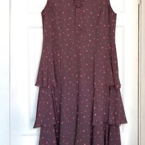 Forever 21 Mauve Midi Dress with Pink Dots